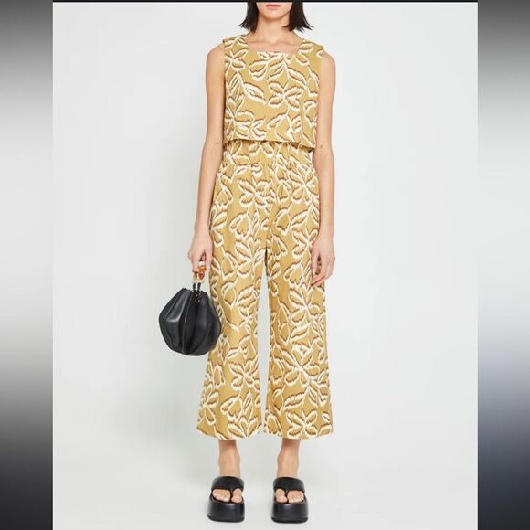 Kourt Willow print set neutral top pants small s resort wear - Picture 1 of 8